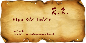 Ripp Kálmán névjegykártya